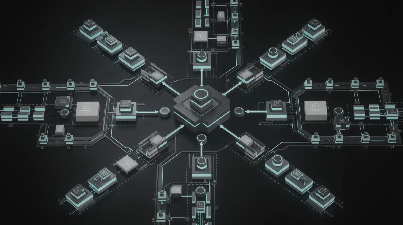 Abstract visualization of a systematic launch framework with parallel operational tracks